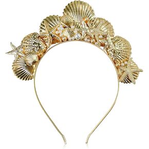 JeVenis الذهب هالو تاج خوذة حورية البحر عقال صدف تاج مسنبل عقال صفارة الإنذار زي المرأة هالوين تأثيري عصر النهضة in Kuwait