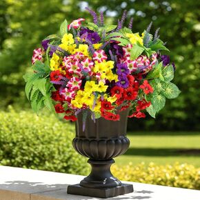 HOHOTIME 21 حزمة من الزهور الاصطناعية في الهواء الطلق، لا تتلاشى الزهور البلاستيكية المزيفة والنباتات الصناعية، مجد الصباح الأوكالبتوس لتعليق المزارعون حديقة الشرفة نافذة صندوق المنزل مزرعة الزفاف in Kuwait