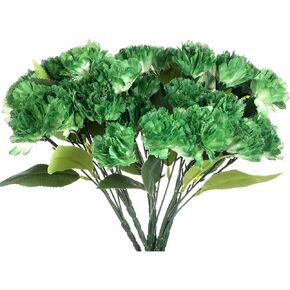 Inder 6 Pcs St. Patrick's Day Decorations Artificial Green Carnations Bulk Green White Silk Carnations Faux Bushes with Stems for Cemetery Wedding Bouquets Home Decor DIY in Kuwait