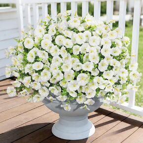 12 حزمة من الزهور الاصطناعية من Roberly للخارج، زهور مجد الصباح الحريرية المزيفة مع نباتات الأوكالبتوس الصناعية المقاومة للأشعة فوق البنفسجية لتزيين الربيع والصيف لحديقة الشرفة، ساحة ديكور المنزل في الهواء الطلق، مختلطة in Kuwait