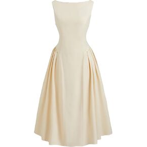 CIDER Party Dress Midi Dresses Boat Neck Backless Ruffle A Line Elegant Wedding Guest Dresses Mid Waist in Kuwait