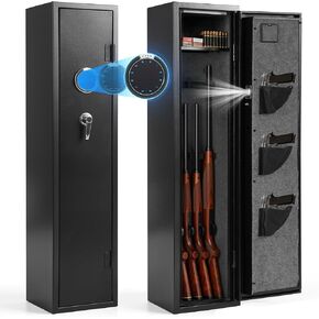 7-8 مسدس آمن، آمن للبندقية، آمن للبنادق والمسدسات، خزانة أسلحة للبنادق الطويلة والبنادق مع أمان سريع مزدوج الوصول، رف تخزين قابل للإزالة، ضوء LED، تنبيه آمن وحماية معززة in Kuwait