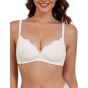 Far-free Women Lace Bras No Underwire Wireless Bra Sexy V Neck Bra Push Up Padded Comfortable Everyday Bralettes in Saudi Arabia
