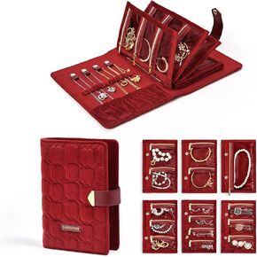 CASEGRACE Travel Jewelry Organizer Case, Portable Jewelry Storage Book with Clear Zipper Velevt Jewelry Pouch Bag, Velvet Travel Jewelry Box for Women, Christmas Gift in Kuwait
