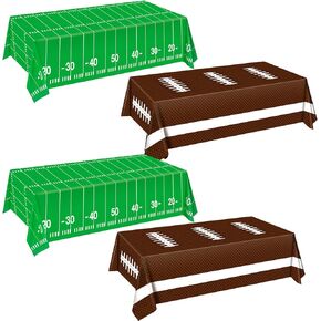 Football Tablecloth 4 Packs, Football Party Decorations, 54"X72" Plastic Table Cover for Football Party Supplies, Disposable Football Table Cloth for Football Theme Party Games in Saudi Arabia