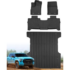 بطانة أرضية للشاحنة بطول 5.5 قدم لسيارة Toyota Tundra Crew Max Cab 2022 2023 2024 2025 2026: TPE مجموعة كاملة من السجاد سطح غير قابل للانزلاق سهل التركيب وملحقات السيارات شديدة التحمل (ليست للكابينة المزدوجة) in Kuwait