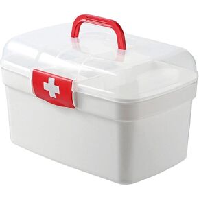 First Aid Empty Box Storage Box Portable Multipurpose First Aid Case Container Bin Large Capacity Dustproof 2 Layer for Cosmetic Camping Car in Kuwait