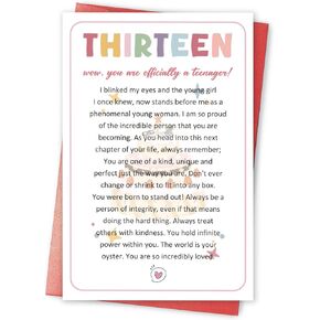 Thirteen Birthday Card for Daughter, Sentimental 13th Birthday Card for Girl, 13th Birthday Card Gift from Mom Dad Parents, Officially A Teenager 13 Card in Kuwait