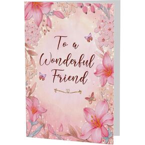 Birthday Card for Friend – Floral Butterfly A5 Greeting Card with Printed Verse – Premium UK Made Design in Kuwait