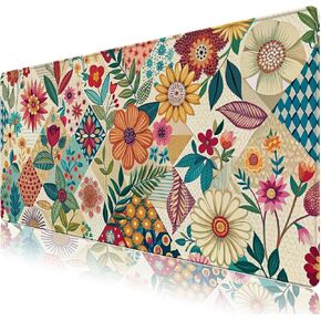 AIMSA حصيرة مكتبية، حصيرة مكتبية غير قابلة للانزلاق، لوحة ماوس كبيرة للمكتب، وسادة ماوس زهرية مكتبية لحماية سطح المكتب للمكتب/المنزل، زهور زرقاء وأوراق خضراء in Kuwait