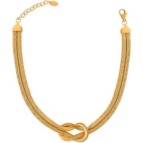 Unique Chunky Choker Necklace for Women, Thick Dainty Snake Flat Knot Chain Trendy Statement Minimalist Jewelry in Saudi Arabia