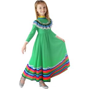 Mexican Dress for Girls Traditional Mexico Dress Cinco De Mayo Dress Halloween Costume Party Dress Kit in Kuwait