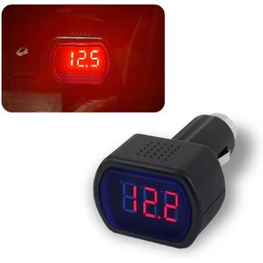 12V Cigarette Lighter Voltage Meter,Car Battery Voltage Meter with LED Digital Display for Monitoring Voltages Status,Plug & Play Cigarette Lighter Voltmeter Car Accessories in Kuwait