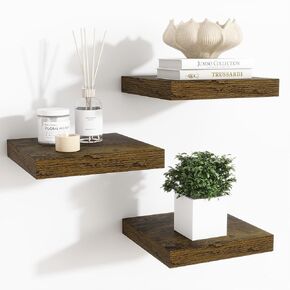 Fun Memories Floating Shelves for Wall 32 Inch Set of 3, Farmhouse Floating Shelves with Invisible Heavy Duty Bracket, 10 Inch Deep Bathroom Shelves for Storage, Living Room, Kitchen, Decor, Brown in Kuwait