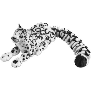 3D Printed Snow Leopard, Black White Spotted Design 3D Printed Animals Decor Large Articulated Animals Snow Leopard Figurine Statue in Saudi Arabia