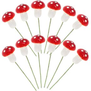PRETYZOOM 12pcs Mini Red Mushroom Picks Mushroom Cake Decorations Cupcake Toppers Christmas Fairy Garden Micro Landscape Decorations in Kuwait