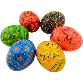 Easter Painted Eggs Wooden Ukrainian Pysanky Pysanka. Polish Pisanki. Ornaments, Set of 6 in Kuwait