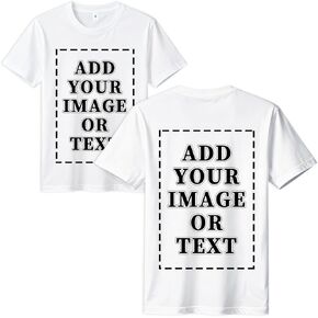 تي شيرت FEEGO سميك من القطن بأكمام قصيرة، طباعة أمامية وخلفية، مخصص مع صورتك، مناسب للرجال والنساء in Kuwait