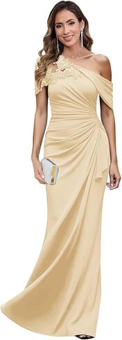 One Shoulder Mother of The Bride Dresses for Women 2026 Long Elegant Formal Evening Gowns in Kuwait
