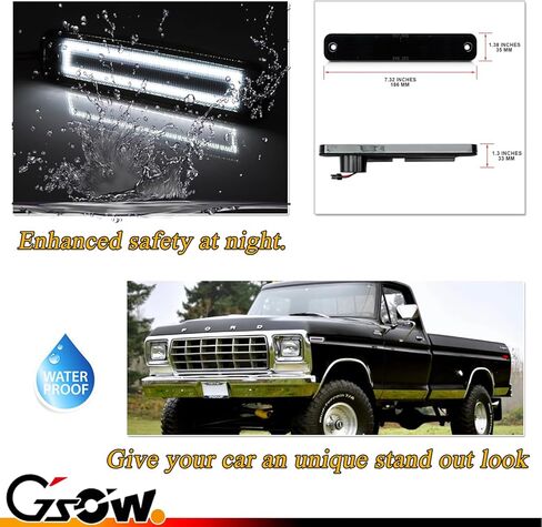 2 PCS White LED Side Marker Light for 1973-1979 F'ord F100 F150 F250 F350, 1975-1991 E100 E150 E250 E350, Smoked Lens Front Rear Side Fender Lamps, OEM Replacement Sidemarker Light in Saudi Arabia