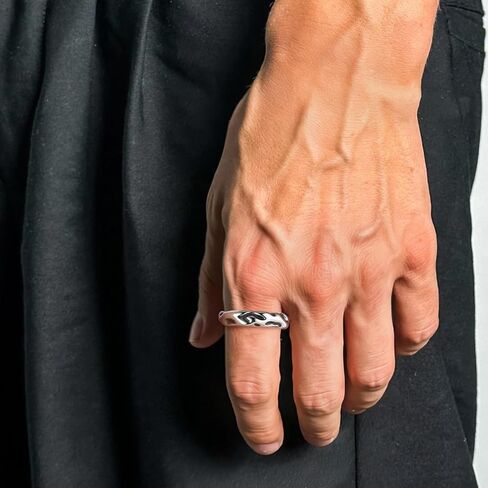 HZMAN Vintage Rock Texture Stainless Steel Ring, Unisex Non-Fading Irregular Band, Edgy Minimalist Jewelry for Streetwear, Couples Promise Ring Size 7-12 in Saudi Arabia