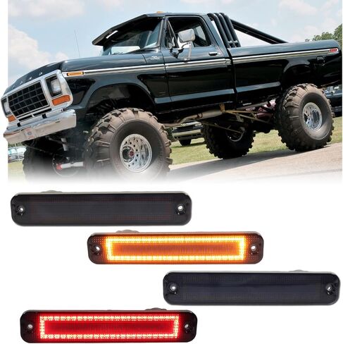 2 قطعة ضوء علامة جانبية LED بيضاء لـ 1973-1979 Ford F100 F150 F250 F350، 1975-1991 E100 E150 E250 E350، مصابيح مدخنة للعدسة الأمامية والخلفية، مصابيح جانبية بديلة من OEM in Kuwait