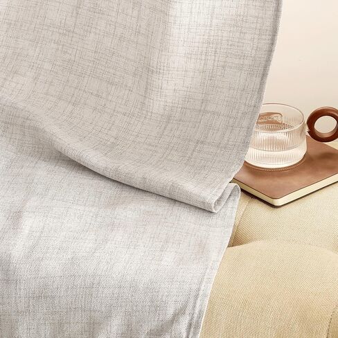 NICETOWN Natural Linen Curtains 84 Inches Long 2 Panels for Bedroom Living Room, Privacy Linen Textured Window Drapes Semi Sheer Light Filtering Grommet Burlap Look Curtains, 52" W x 84" L in Saudi Arabia