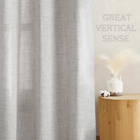 NICETOWN Natural Linen Curtains 84 Inches Long 2 Panels for Bedroom Living Room, Privacy Linen Textured Window Drapes Semi Sheer Light Filtering Grommet Burlap Look Curtains, 52" W x 84" L in Saudi Arabia