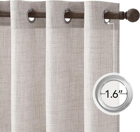 NICETOWN Natural Linen Curtains 84 Inches Long 2 Panels for Bedroom Living Room, Privacy Linen Textured Window Drapes Semi Sheer Light Filtering Grommet Burlap Look Curtains, 52" W x 84" L in Saudi Arabia