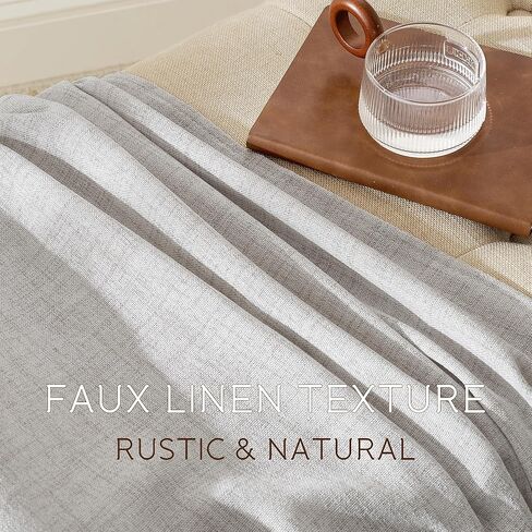 NICETOWN Natural Linen Curtains 84 Inches Long 2 Panels for Bedroom Living Room, Privacy Linen Textured Window Drapes Semi Sheer Light Filtering Grommet Burlap Look Curtains, 52" W x 84" L in Saudi Arabia