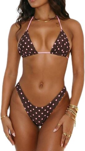 Sunloudy Brazilian Thong Bikini Sets for Women Halter String Triangle Top High Cut Cheeky G Bottom Y2k Micro Swimsuit in Saudi Arabia