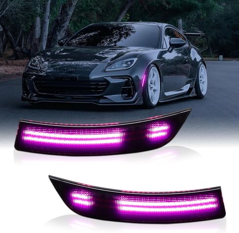 Dynamic Pink Purple LED Bumper side marker light For 2022 2023 2024 Subaru BRZ/Toyota GR86 Sequential Front Signal Dual-Row Indicator Lamp Smoked Lens 2PCS in Kuwait