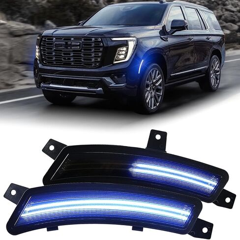 LED Front Fender LED Side Marker Lights Kit for 2025 2026+ GMC Yukon XL,2025-2026+ Chevy Tahoe Suburban/for 2025+ Cadilac Escalade ESV, Smoked Lens Side Bumper Marker Lamps,2pcs (White) in Kuwait