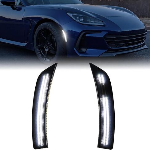 Dynamic Pink Purple LED Bumper side marker light For 2022 2023 2024 Subaru BRZ/Toyota GR86 Sequential Front Signal Dual-Row Indicator Lamp Smoked Lens 2PCS in Saudi Arabia