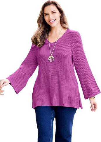 Women's Plus Size Shaker Stitch Pullover in Saudi Arabia