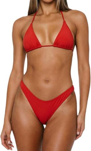 Sunloudy Brazilian Thong Bikini Sets for Women Halter String Triangle Top High Cut Cheeky G Bottom Y2k Micro Swimsuit in Saudi Arabia