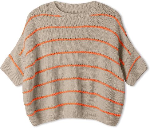 QIBABU Womens Short Sleeve Striped Sweater Top Casual Crewneck Lightweight Shirt Spring Summer Cropped Knit Tops in Kuwait