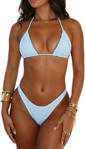Sunloudy Brazilian Thong Bikini Sets for Women Halter String Triangle Top High Cut Cheeky G Bottom Y2k Micro Swimsuit in Saudi Arabia