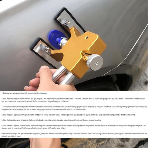 1PC Auto Body Dent Repair Kit Golden Lever-Style Puller Multi-Tab Glue System for Car Panels, Door Dings and Hail Damage, Yellow in Saudi Arabia
