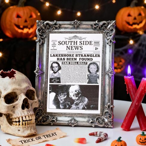 Lyrrzn Vintage Horror Movie Newspaper Posters - 8.27x11.81 Inches (21x30cm) Set of 6 Unframed Canvas Paper Prints - Halloween Wall Decor & Table Display for Horror Movie Fans in Saudi Arabia