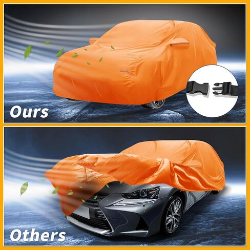 Car Cover Waterproof All Weather Automotive Outdoor Anti-UV Full Exterior Cover for Lexus is 210D-PU Orange with Left Side Zippers in Saudi Arabia