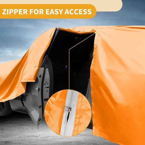 Car Cover Waterproof All Weather Automotive Outdoor Anti-UV Full Exterior Cover for Lexus is 210D-PU Orange with Left Side Zippers in Saudi Arabia
