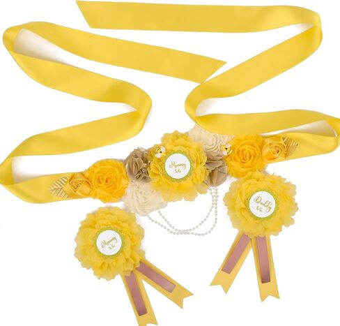 Baby Shower Maternity Sash Set for Mommy and Dad-to-be,Floral Pregnancy Sash for Women,Wedding Shower Accessories in Saudi Arabia