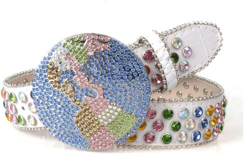 Unisex rhinestone-studded belt, hip-hop punk style, street fashion wide extended belt in Saudi Arabia