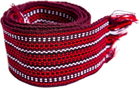 حزام Hutsul منسوج يدويًا من أوكرانيا باللون الأحمر العنابي KRAYKA مقاس 7 × 170 سم لـ Vyshyvanka in Kuwait