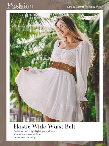 JASGOOD 2 Pack Women Wide Elastic Dress Belts Vintage Stretchy Belt Fashion Waist Belt for Ladies Dresses in Saudi Arabia