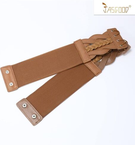 JASGOOD 2 Pack Women Wide Elastic Dress Belts Vintage Stretchy Belt Fashion Waist Belt for Ladies Dresses in Saudi Arabia