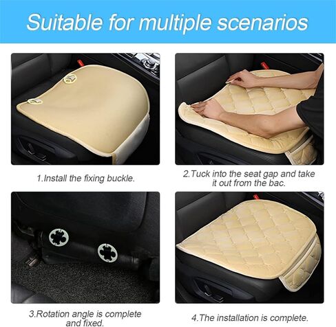 Plush Car Seat Covers Full Set for Sedan, SUV, Truck - Universal Soft Fuzzy Front and Rear Seat Cushion Protectors | Non-Slip, Warm, Machine Washable (Beige, 3-Piece) in Saudi Arabia