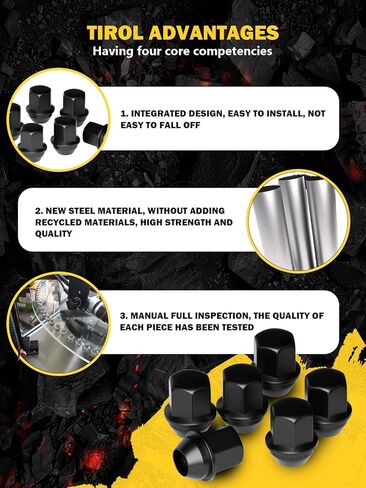 TIROL 20pcs M14X1.5 Lug Nuts, Compatible with Ram 1500, Jeep Grand Cherokee, Wrangler, Ford Mustang, Cadillac CTS One-Piece Design Factory Acorn Wheel Lugnuts - 1.5" Height 7/8" Hex in Kuwait