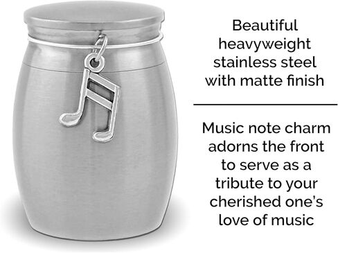 Small Music Note Urn for Ashes Musician Memorial Mini Keepsake Cremation Ashes Holder Stainless Steel in Saudi Arabia